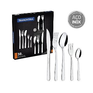 Jogo de Talheres Faqueiro 30 Peças em Aço Inox Búzios Tramontina