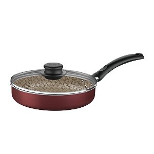 Frigideira Tramontina Turim 22cm Alumínio Interno e Externo Antiaderente Starflon Max Tampa de Vidro