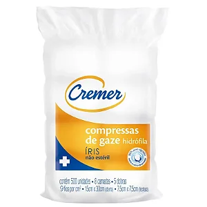 Compressa De Gaze 7,5 X 7,5 9f Com 500 Unidades Iris 15cm X 30cm - Cremer