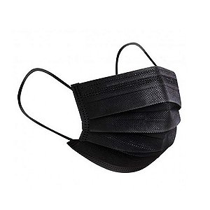 Mascara Cirurgica Tripla Preta Com Elastico Cx50