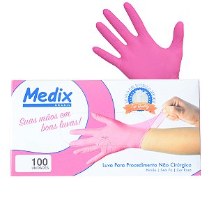 Luva Nitrilica Rosa G Sem Po - Medix
