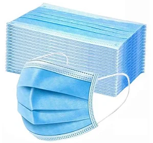 Mascara Cirurgica Tripla Azul Com Elastico Cx50 - Fort Health