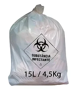 Saco De Lixo Hospitalar Infectante 15l Leitoso Com 100 Unidades - Araken