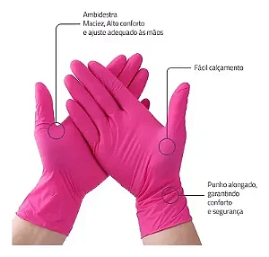 Luva Nitrilica Xp Rosa Sem Po - Medix
