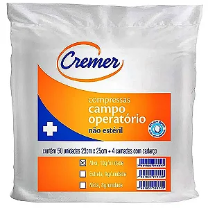 Campo Operatorio Alva 10g 23 X 25cm Com 50 Unidades Não Estéril - Cremer