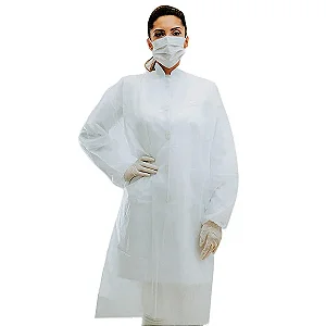 Avental Descartavel G 40g Manga Longa Branco 10 Unidades - Dmi Descartaveis