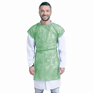 Avental Descartavel Gg Manga Curta Com Tiras Verde 10 Unidades - Dmi Descartaveis