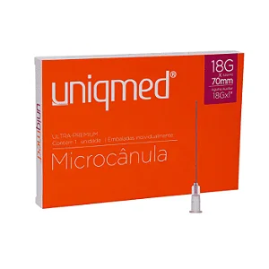 Microcanula 18g X 70mm Com Agulha Auxiliar 12 Unidades - Uniqmed