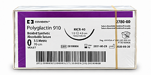 Fio Polyglactin Violeta 0 70cm 1/2 Circulo Rb. 4,0cm Cx36 278000 - Covidien