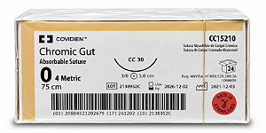 Fio Chromic Gut 0 75cm 3,0cm 3/8 Circulo Cx24 Cc15210 - Covidien