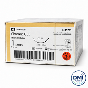 Fio Chromic Gut 1 75cm 3/8 3,0cm Cilindrica Cx24 Cc15201 - COVIDIEN