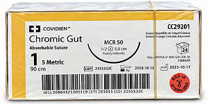 Fio Chromic Gut 1 90cm 5,0cm 1/2 Circulo Rb. Cx24 Cc29201 - Covidien