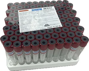 Tubo Para Coleta Sangue Tp 10ml Vermelho Vácuo 100 Unidades - Vacuplast