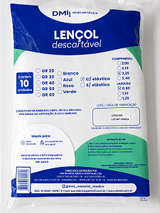 Lençol Descartável Com Elástico Branco 2,40 X 1,20m 20g 10 Unidades - Dmi Descartaveis