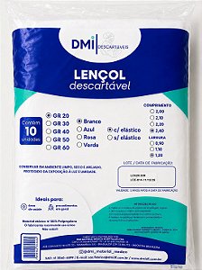 Lençol Descartável Com Elástico Branco 2,40 X 1,20 - 20g 10 Unidades - Dmi Descartaveis