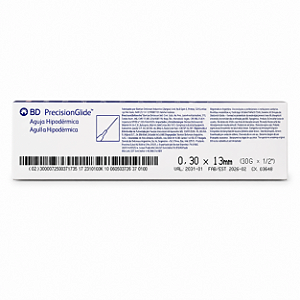 Agulha Descartável Hipodérmica 26g 13x0,3 1/2 Com 100 Unidades Bd
