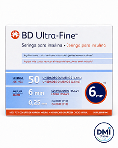 Seringa Ultra Fine 0,5ml Com Agulha 6 X 0,25 - Bd 10 und de seringa