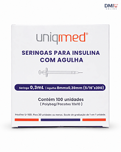 Seringa Insulina 0,3ml 8mm X 0,30mm 30g 10 Unidades - Uniqmed