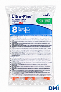 Seringa Ultra-Fine II 1 mL 100 UI Agulha 8 mm 30G C/10 - EMBECTA
