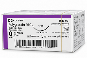 Polyglactin Violeta 0 70cm Agulha 3,0cm 3/8 Ref. 458000 Cx/36 - Covidien