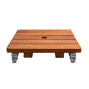 Suporte Para Vaso De Planta Quadrado 35 Cm Rodinhas Cristal
