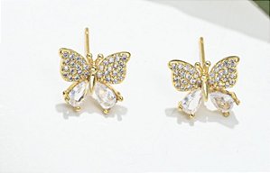 BRINCO BORBOLETA ZIRCÔNIAS