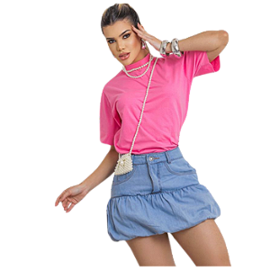 KIT 5 SAIA JEANS CLARO BABADO REF-2025CL TAM - 36 AO 44