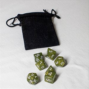 Conjunto de Dados Estrelados Verde com Letra Branca