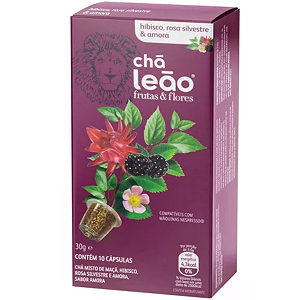 Cápsula De Chá Leão Fruta & Flores Hibisco, Rosa Silve Amora 10UND