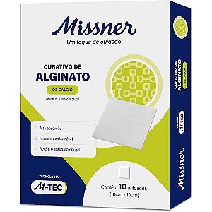 Curativo de Alginato de Cálcio M-Tec 10cm x 10cm Caixa C/ 10 Unidades - Missner