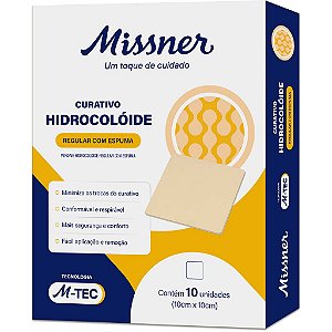 Curativo Hidrocoloide com Espuma M-Tec 10cm x 10cm cx c/ 10un