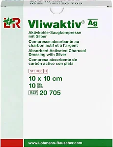 VLIWAKTIV AG 10 X 10 CM CURATIVO DE CARVÃO ATIVADO COM PRATA