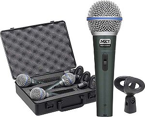 Microfones Profissionais MXT BTM-58A com Maleta + 3 Cachimbos + 3 Microfones