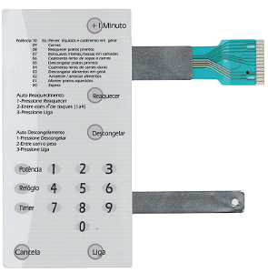 Membrana Teclado para Micro-ondas Compatível com Brastemp BMP31 BMC31 BMU31 BMB31 sem Dourar Branca