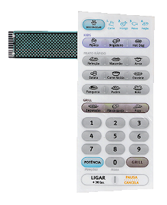 Membrana Teclado para Micro-ondas Compatível com Electrolux ME 28G Relevo
