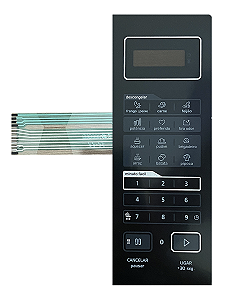 Membrana Teclado para Micro-ondas Compatível com Midea MXSA27P1 / MXSA27P2