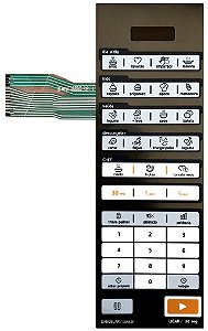Membrana Teclado para Micro-ondas Compatível com Midea MTAE41 MTAE42 Espelhada