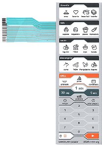 Membrana Teclado para Micro-ondas Compatível com Midea MTAG41 / MTAG42