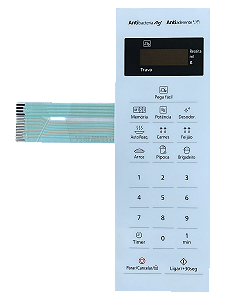 Membrana Teclado para Micro-ondas Compatível com Panasonic NN-ST 25LW Branca