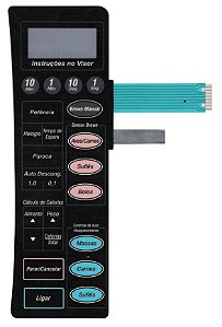 Membrana Teclado para Micro-ondas Compatível com Panasonic NN 7956 Preto Curva