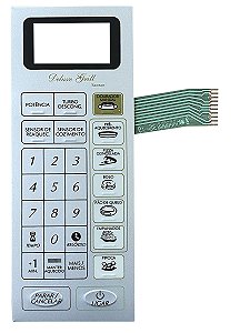 Membrana Teclado para Micro-ondas Compatível com Panasonic NNR 94 Cinza Relevo