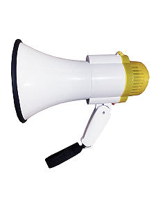 Megafone de Mão com Função Sirene, Memória, Música e Gravação com Bateria Recarregável 35w