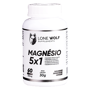 Magnésio 5x1 500mg 60 Cápsulas - Lone Wolf Supplements