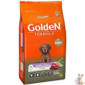 Ração Golden Formula Carne e Arroz Cães Filhotes de Raças Pequenas 10,1 kg