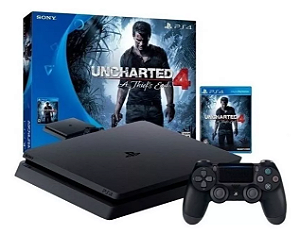 Sony PlayStation 4 Slim 500GB Uncharted 4: A Thief's End Bundle cor preto onyx