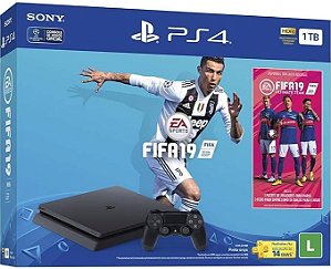 Console PlayStation 4 - Slim 1TB - Bundle FIFA 19 serial batendo com a caixa