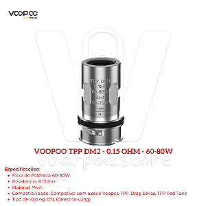 Resistencia Voopoo TPP DM1 0.15ohm 60-80w