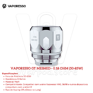 Resistencia Vaporesso Gt Meshed 0.18 50w-85w