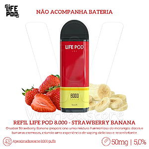 Refil Desc Life Pod 8.000 - Strawberry Banana