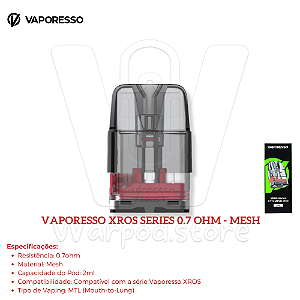 Resistencia Vaporesso XROS Series 0.7 mesh pod